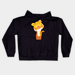 Tiger in a box Kids Hoodie